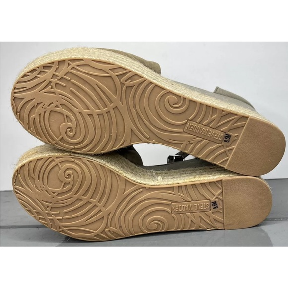 Steve Madden Size 8.5 Genuine Suede Apolo Espadrille Wedge Sandals Gray/Grn NWOT - Picture 7 of 8